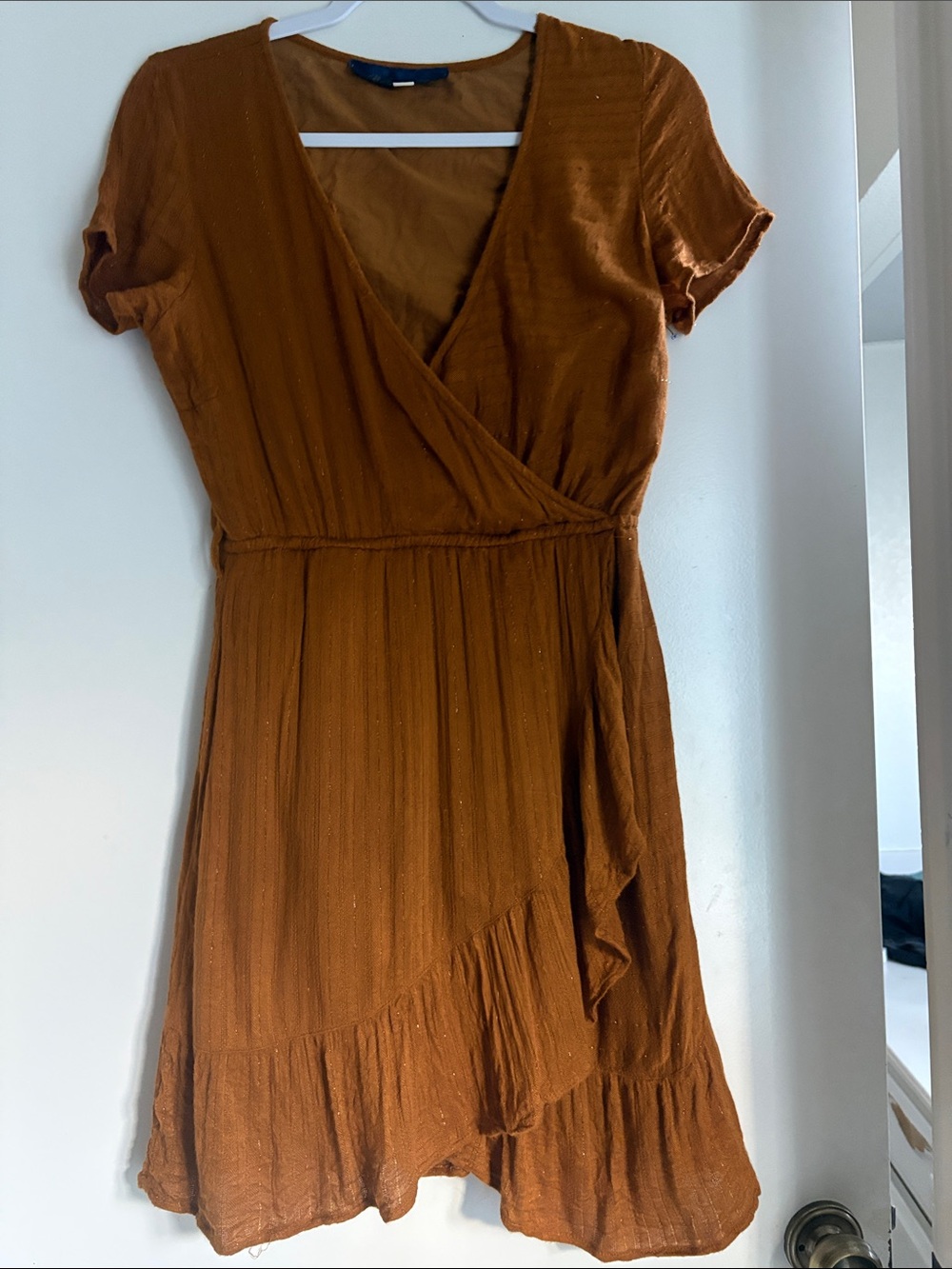 Blue Rain Rust Brown Wrap Midi Dress